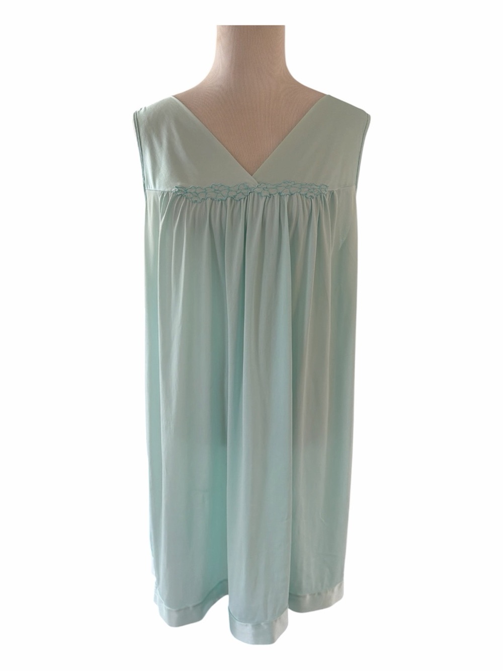 Vanity Fair Nylon Gown Sleeveless Short Night Gown Baby Doll 2XL Light Blue